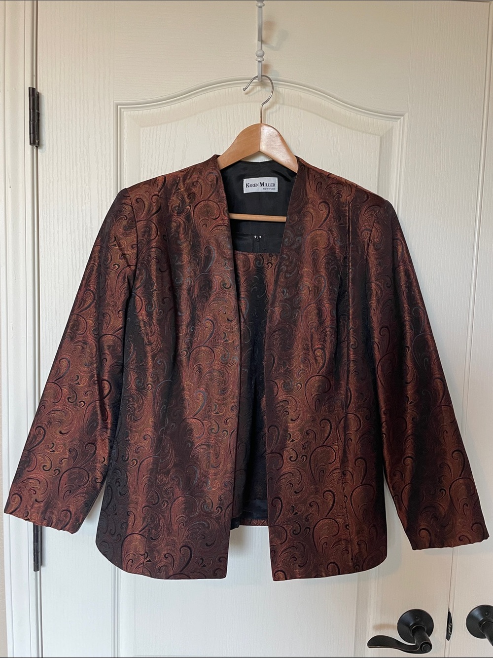 Karen Millen Bronze Paisley Open-Front Blazer